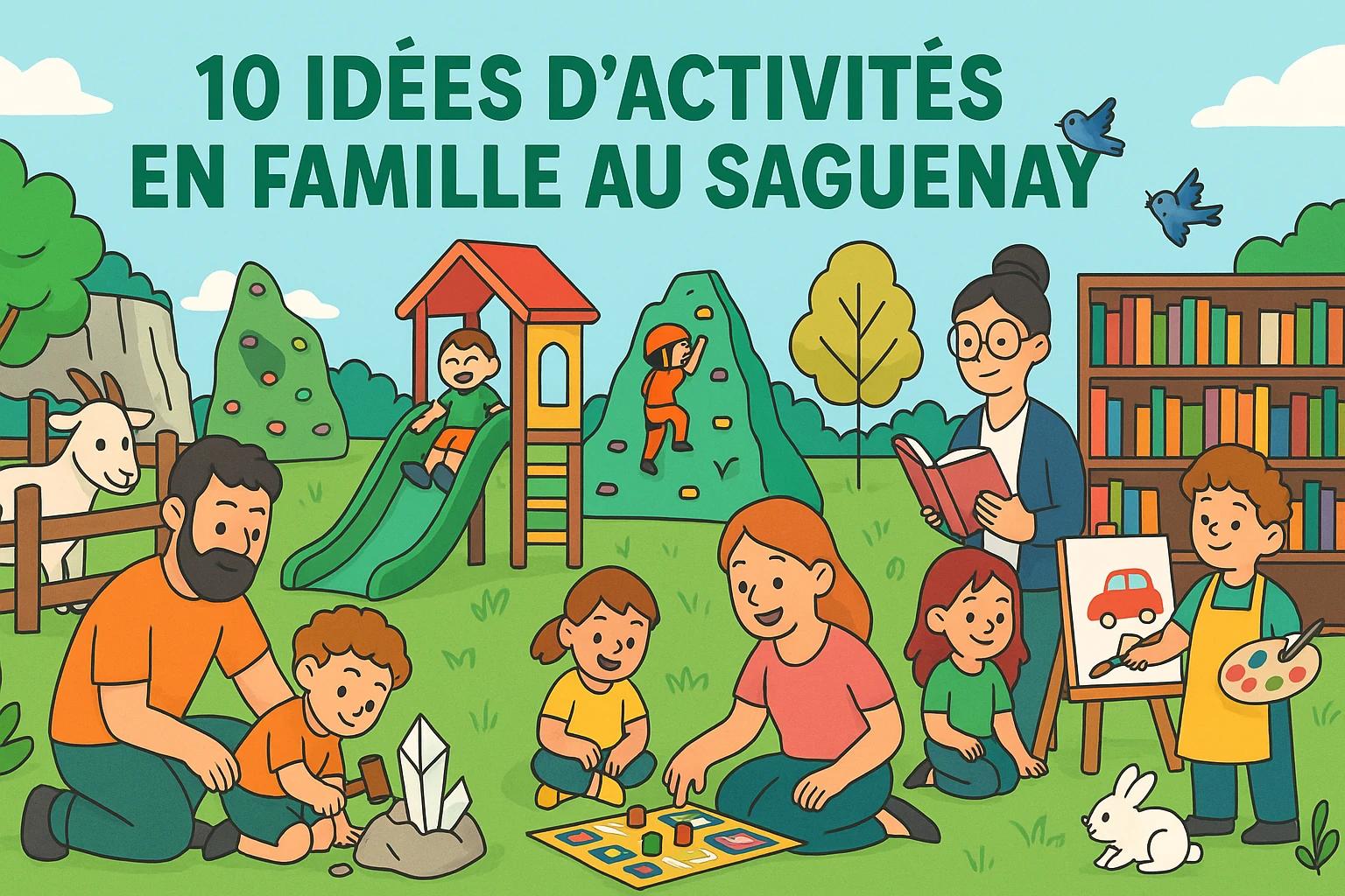 Dessin d'une famille faisant des activités ensemble